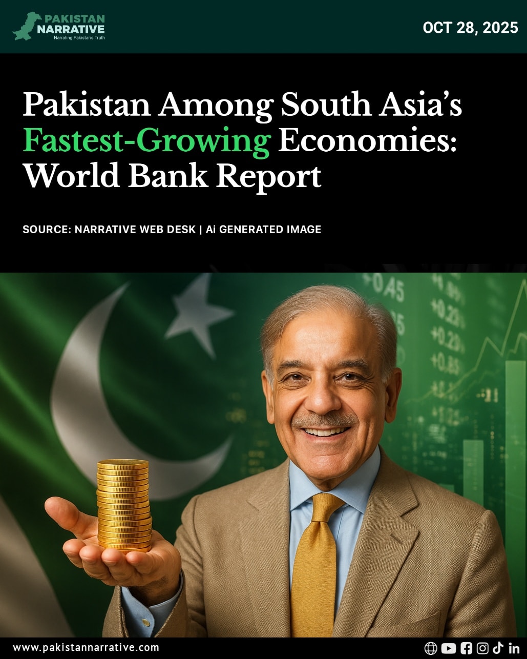 Pakistan has been included for the first time among the world’s fastest-growing economies in the South Asian region, according to a new report released by the World Bank.
🔗 Read Details: Link in the comment
#PakistanEconomy #WorldBankReport #SouthAsiaGrowth #EconomicRecovery #PakistanRising #ShehbazSharif #GlobalMarkets #FinancialStability #PakGrowthStory #InvestmentInPakistan #EmergingEconomy #PakistanDevelopment #TradeAndInvestment #EconomicOutlook #PakistanProgress