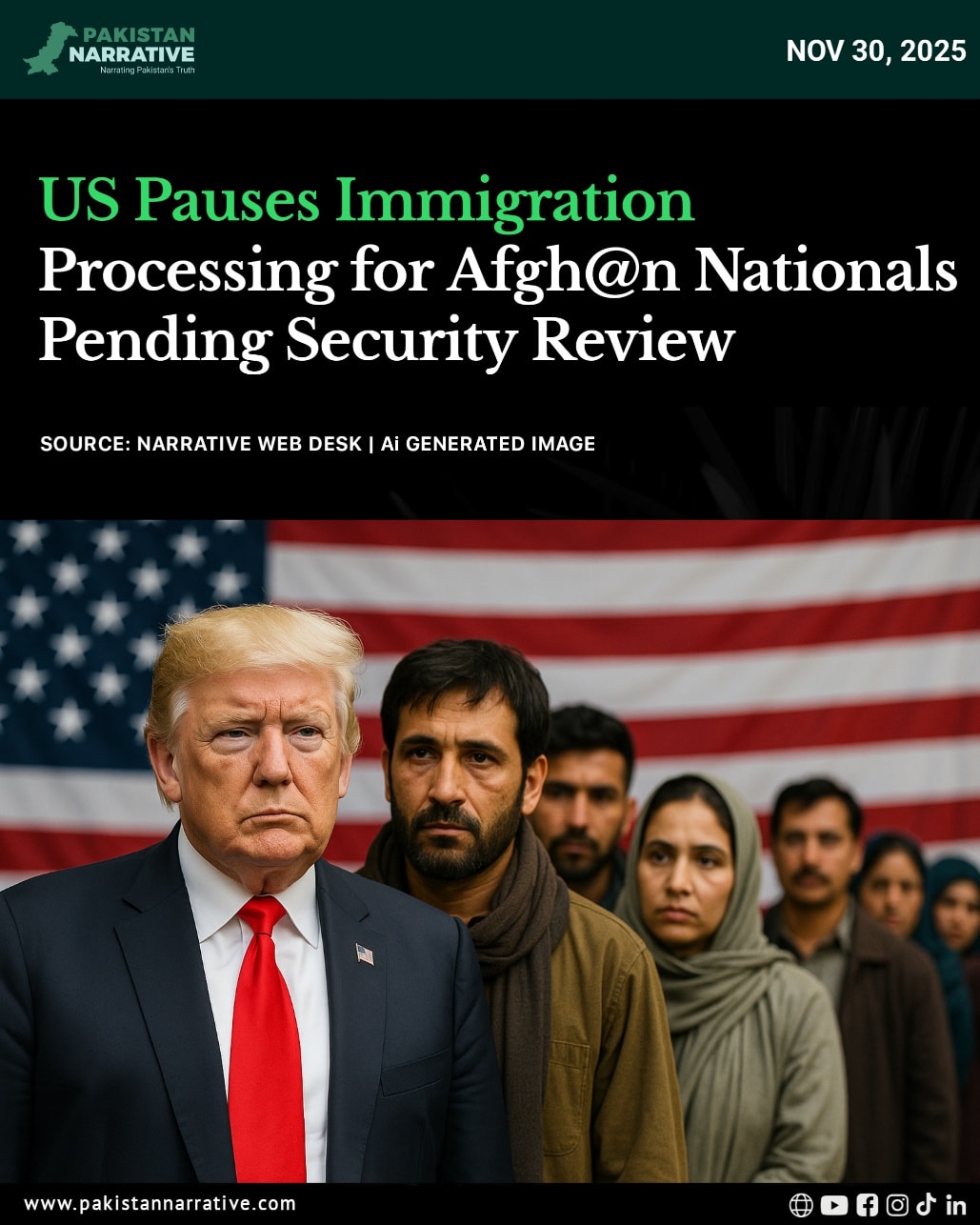 The United States has temporarily paused immigration processing for Afghan nationals as authorities launch a stricter security and identity-verification review. Officials say the move is part of an updated vetting process designed to reassess background checks and strengthen national-security protocols. 

The pause applies to multiple immigration categories and will remain in effect until further notice.

Disclaimer:
The following content is shared for information, awareness and journalist purposes only.

#USCIS #AfghanImmigration #SecurityReview #USPolicy #BreakingNews #GlobalUpdate #ImmigrationPause #Afghanistan #USImmigration #currentaffairs